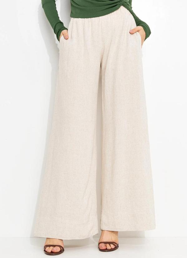 You Premium - Calça Pantalona em ViscolinhoBege