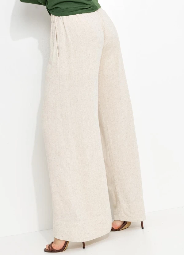 You Premium - Calça Pantalona em ViscolinhoBege 2