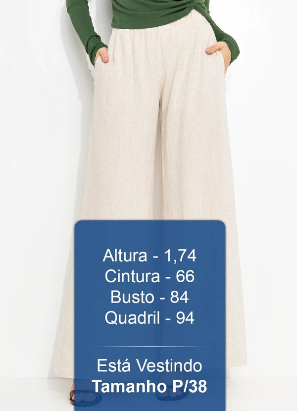 You Premium - Calça Pantalona em ViscolinhoBege 5