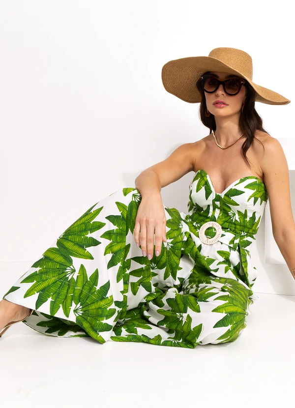 Farm - Calça Pantalona em Viscolinho Verde 10