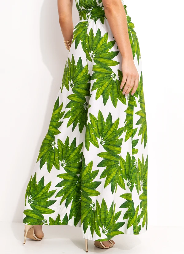 Farm - Calça Pantalona em Viscolinho Verde 2