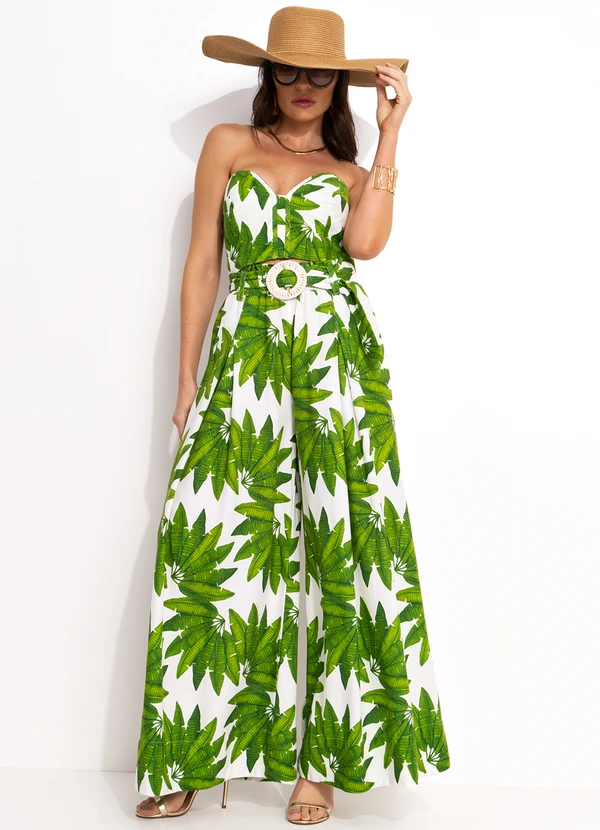 Farm - Calça Pantalona em Viscolinho Verde 3