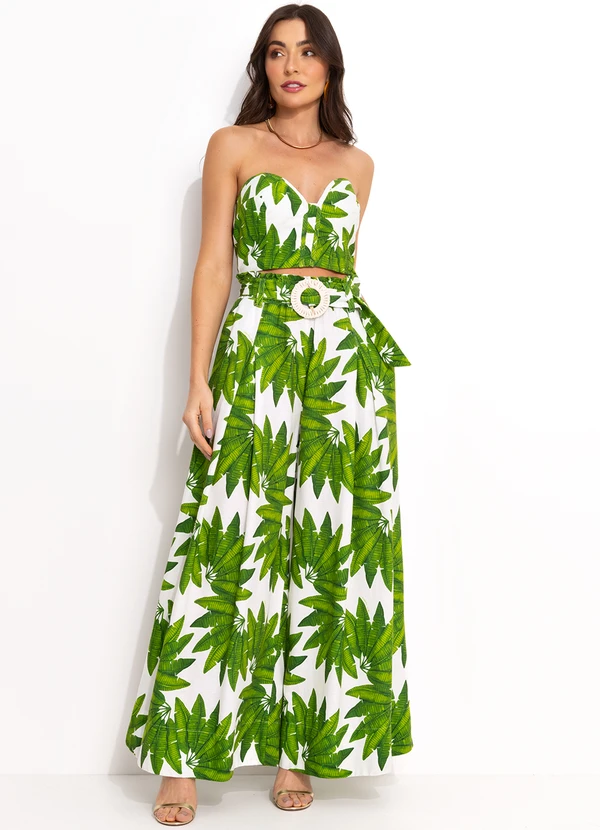 Farm - Calça Pantalona em Viscolinho Verde 7