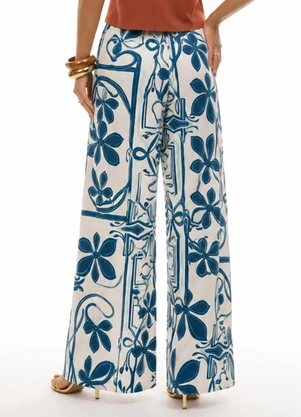 Gris - Calça Pantalona em Viscose Azul - GRIS