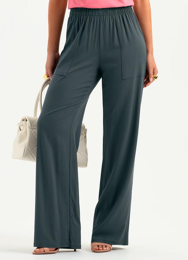 Cativa - Calça Pantalona em Viscose Cinza Escuro 1