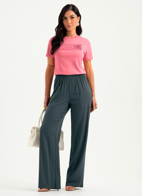 Cativa - Calça Pantalona em Viscose Cinza Escuro 3