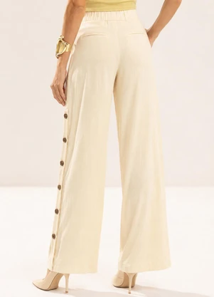 Gris - Calça Pantalona em Viscose com Elastano Bege - GRIS