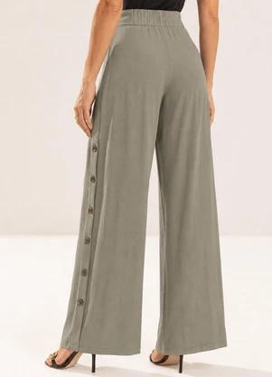 Gris - Calça Pantalona em Viscose com Elastano Cinza - GRIS