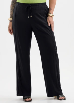 Cativa Plus Size - Calça Pantalona em Viscose com Elastano Preto - CATIVA PLUS SIZE