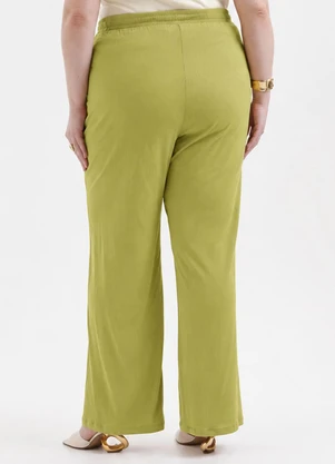 Cativa Plus Size - Calça Pantalona em Viscose com Elastano Verde - CATIVA PLUS SIZE