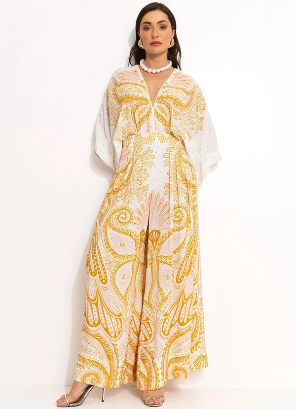 Farm - Calca Pantalona em Viscose Amarelo 3