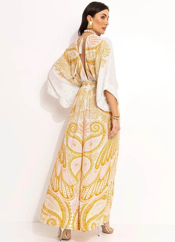 Farm - Calca Pantalona em Viscose Amarelo 5