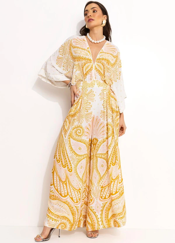 Farm - Calca Pantalona em Viscose Amarelo 7