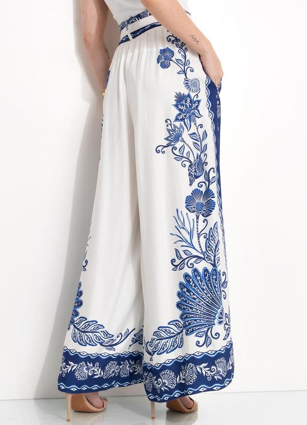 Farm - Calca Pantalona em Viscose Azul 2