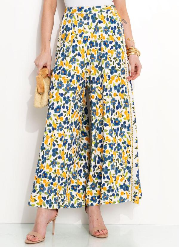 Farm - Calca Pantalona em Viscose Off White