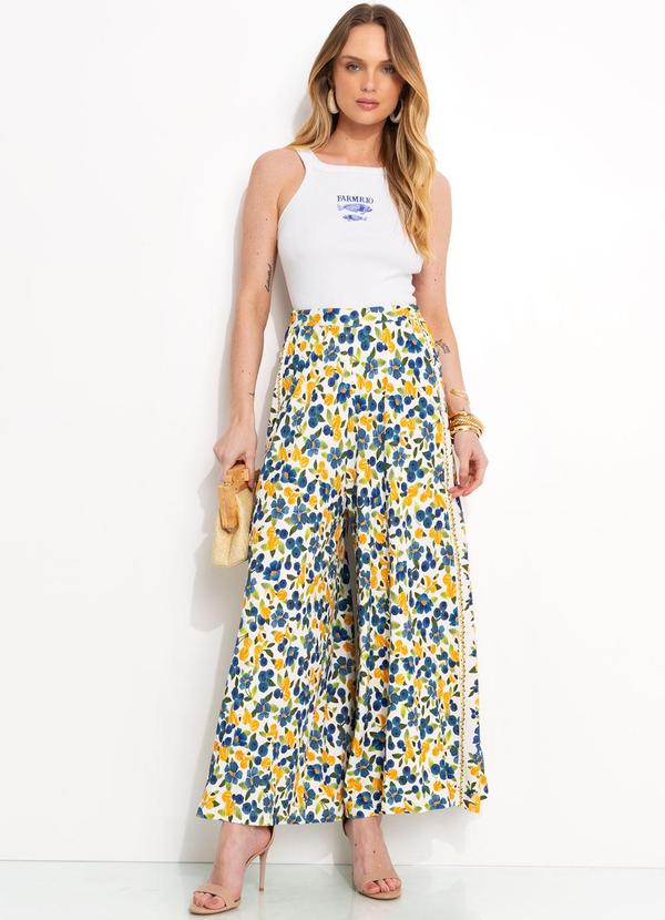 Farm - Calca Pantalona em Viscose Off White 3