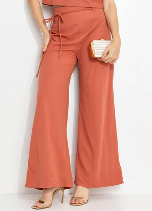 You Premium - Calça Pantalona em ViscoseTerracota - YOU PREMIUM