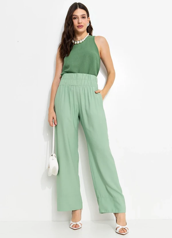 You Premium - Calça Pantalona em ViscoseVerde 3
