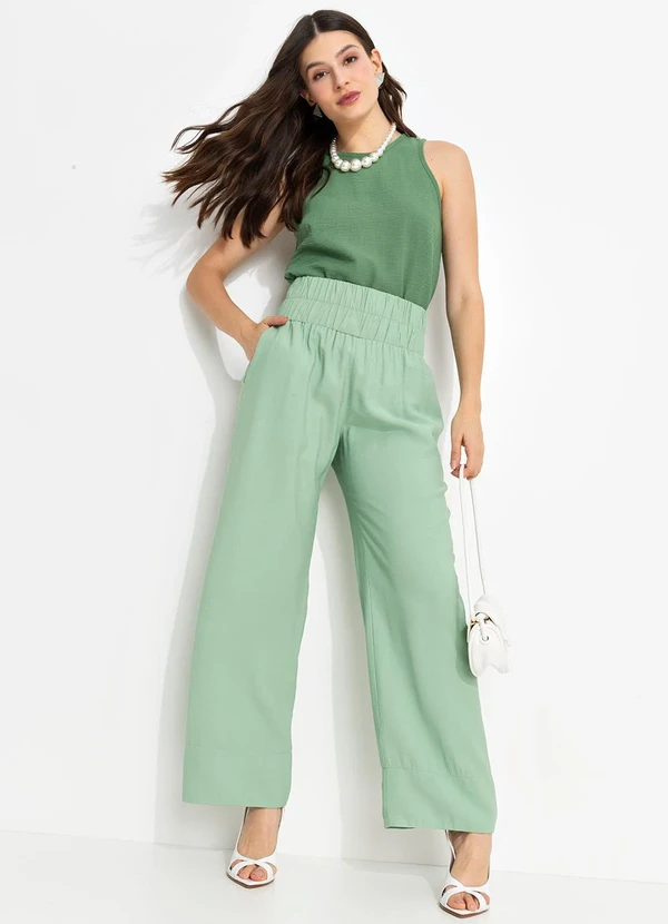 You Premium - Calça Pantalona em ViscoseVerde 7