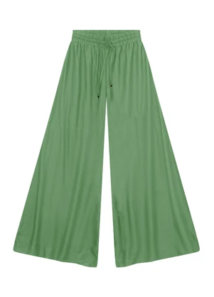 Essendi - Calça Pantalona em Viscose Verde - ESSENDI