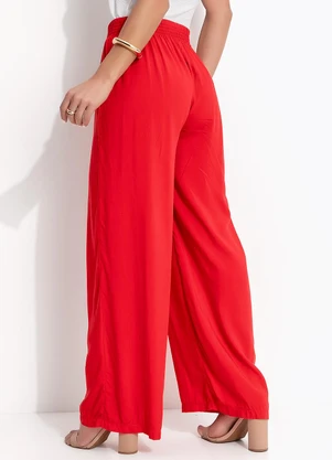 Bimini - Calça Pantalona em Viscosse Vermelho - BIMINI