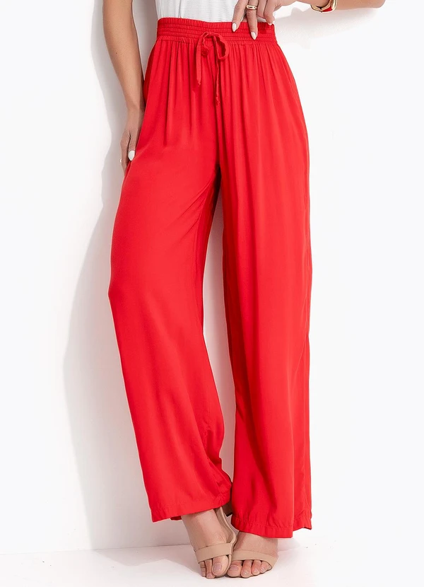 Bimini - Calça Pantalona em Viscosse Vermelho 1