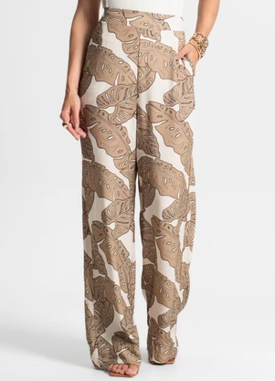 Endless - Calça Pantalona Estampada Marrom - ENDLESS