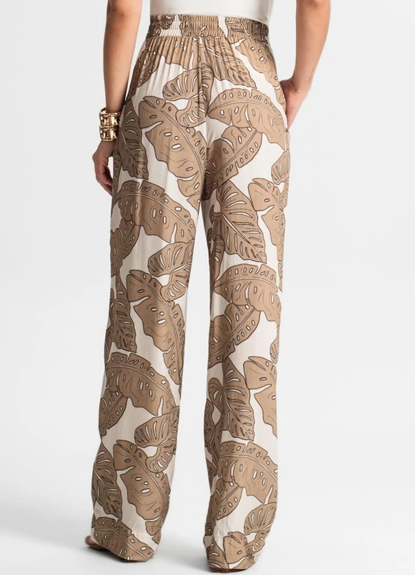 Endless - Calça Pantalona Estampada Marrom 2