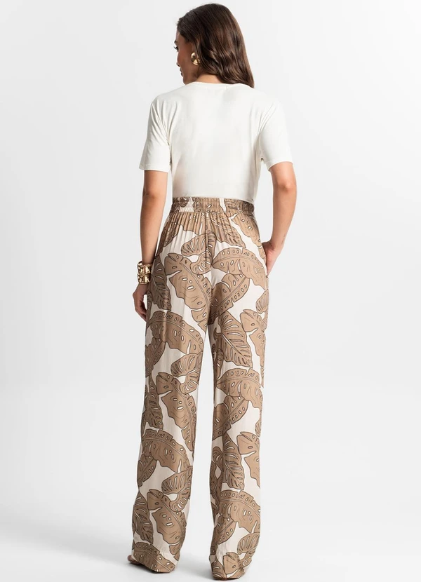 Endless - Calça Pantalona Estampada Marrom 4