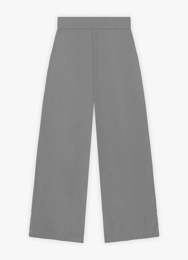 Cereja Rosa - Calça Pantalona Feminina com Bolsos Silver Cinza