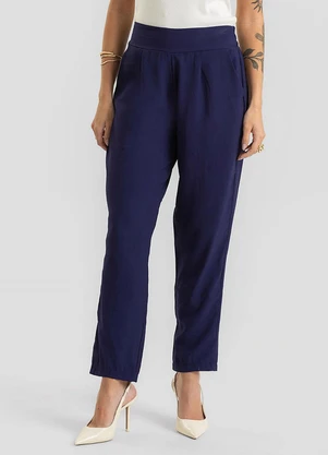 Dianna - Calça Pantalona Feminina em Alfaiataria Azul - DIANNA