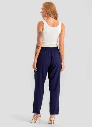 Dianna - Calça Pantalona Feminina em Alfaiataria Azul - DIANNA