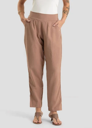 Dianna - Calça Pantalona Feminina em Alfaiataria Bege - DIANNA