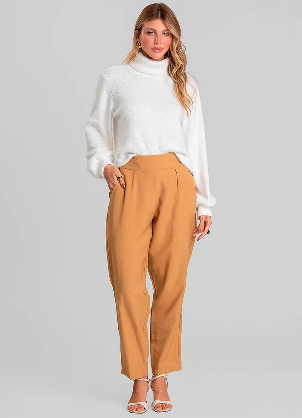 Dianna - Calça Pantalona Feminina em Alfaiataria Laranja 3