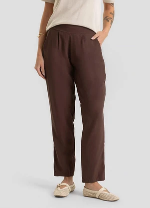 Dianna - Calça Pantalona Feminina em Alfaiataria Marrom - DIANNA