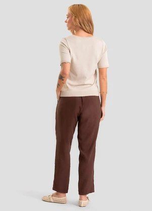 Dianna - Calça Pantalona Feminina em Alfaiataria Marrom - DIANNA