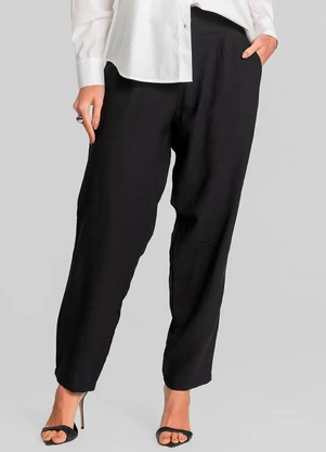 Dianna - Calça Pantalona Feminina em Alfaiataria Preto - DIANNA