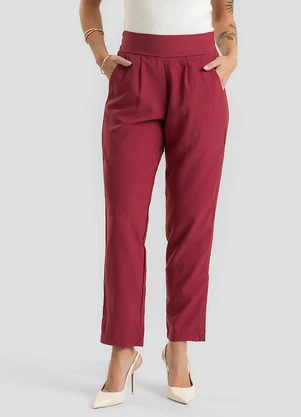 Dianna - Calça Pantalona Feminina em Alfaiataria Vermelho - DIANNA