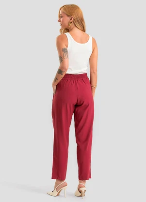 Dianna - Calça Pantalona Feminina em Alfaiataria Vermelho - DIANNA