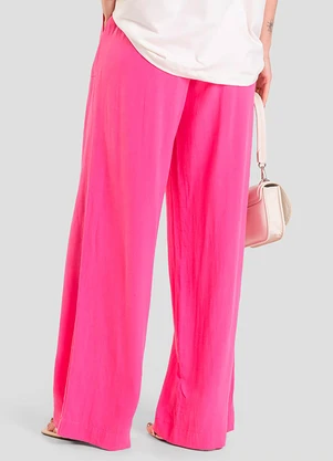 Dianna - Calça Pantalona Feminina em Linho Rosa - DIANNA