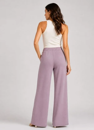 Rovitex - Calca Pantalona Feminina em Moletom Lilás - ROVITEX