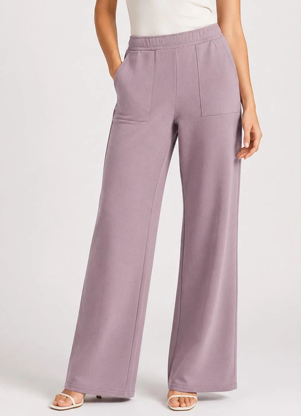 Rovitex - Calca Pantalona Feminina em Moletom Lilás
