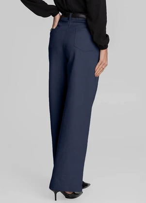 Dianna - Calça Pantalona Feminina em Sarja Azul - DIANNA