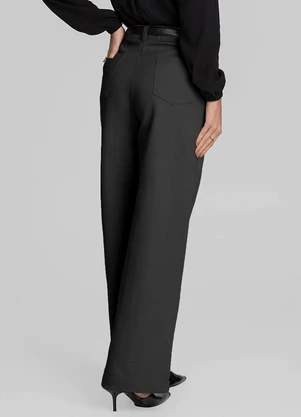 Dianna - Calça Pantalona Feminina em Sarja Preto - DIANNA