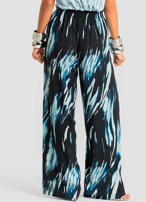 Dianna - Calça Pantalona Feminina em Viscose Khyara Azul - DIANNA