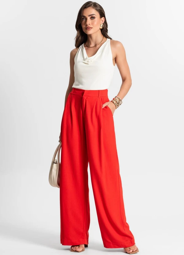 Endless - Calça Pantalona Feminina Laranja 5