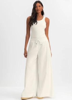 Essendi - Calça Pantalona Feminina Sarjada Natural - ESSENDI
