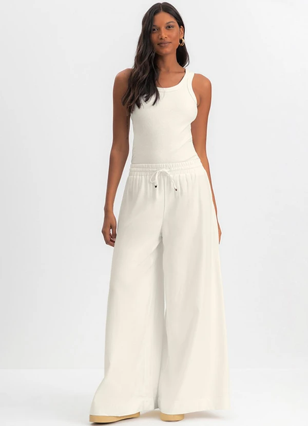 Essendi - Calça Pantalona Feminina Sarjada Natural 2