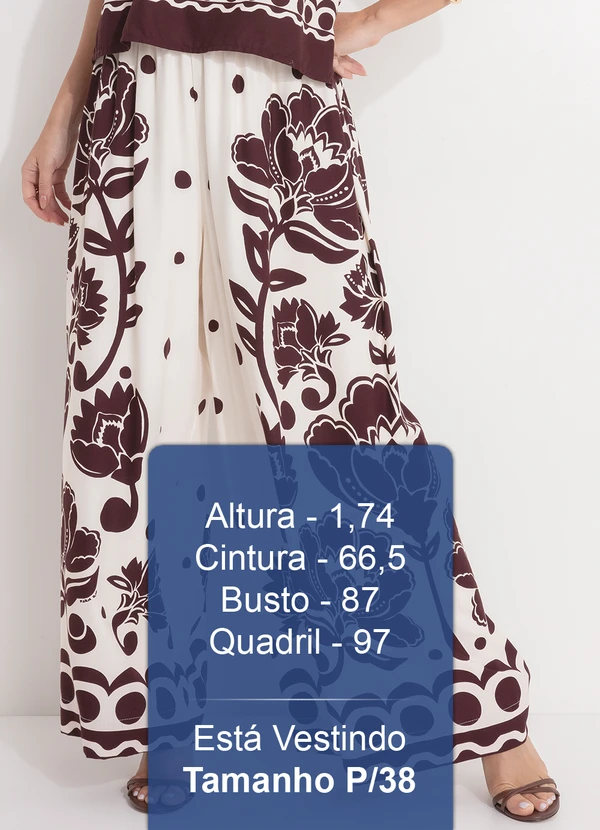 Farm - Calça Pantalona Floral Arabesque Marrom 5