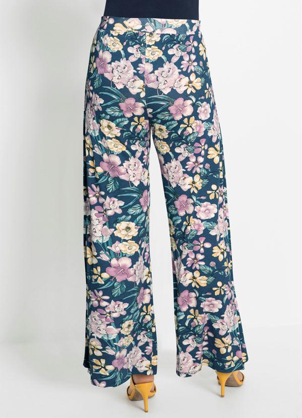 Outlet - Calça Pantalona Floral Azul 6